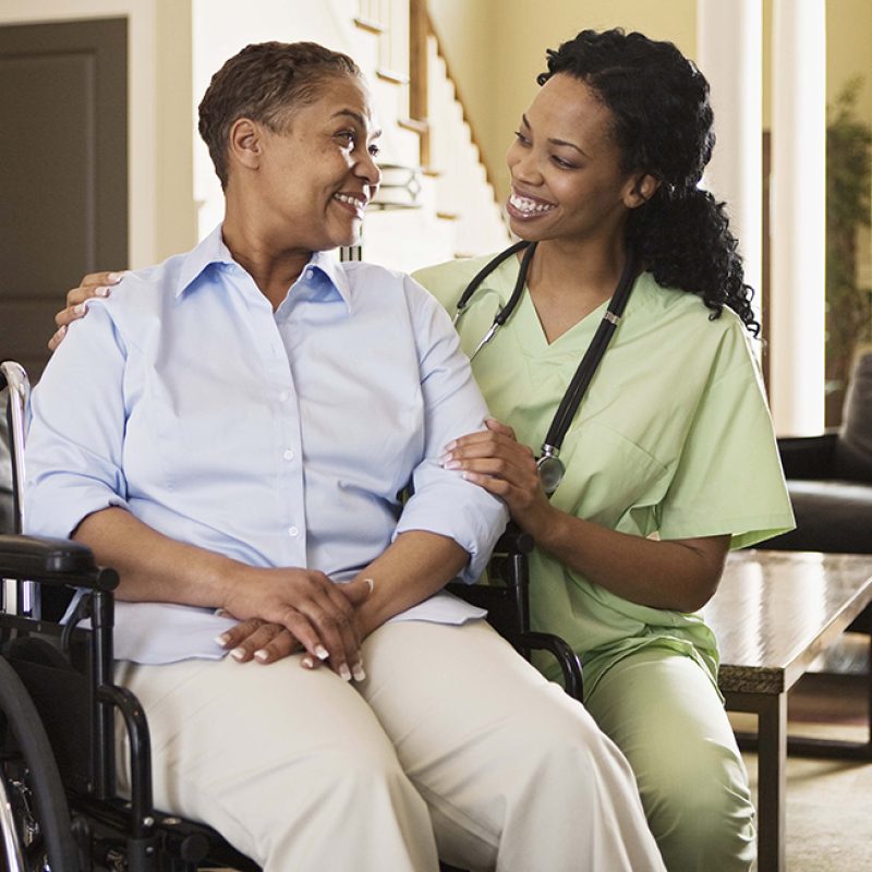 A nurse cares for a woman in a wheelchair in her home. There are two basic kinds of home-care services that Medicare and other insurers cover: skilled care, which is provided by a health care professional, primarily a nurse, therapist (physical, occupational or speech) or social worker; and personal care, such as help with bathing, grooming or other such tasks, provided by home health aides, also called personal care workers or attendants.